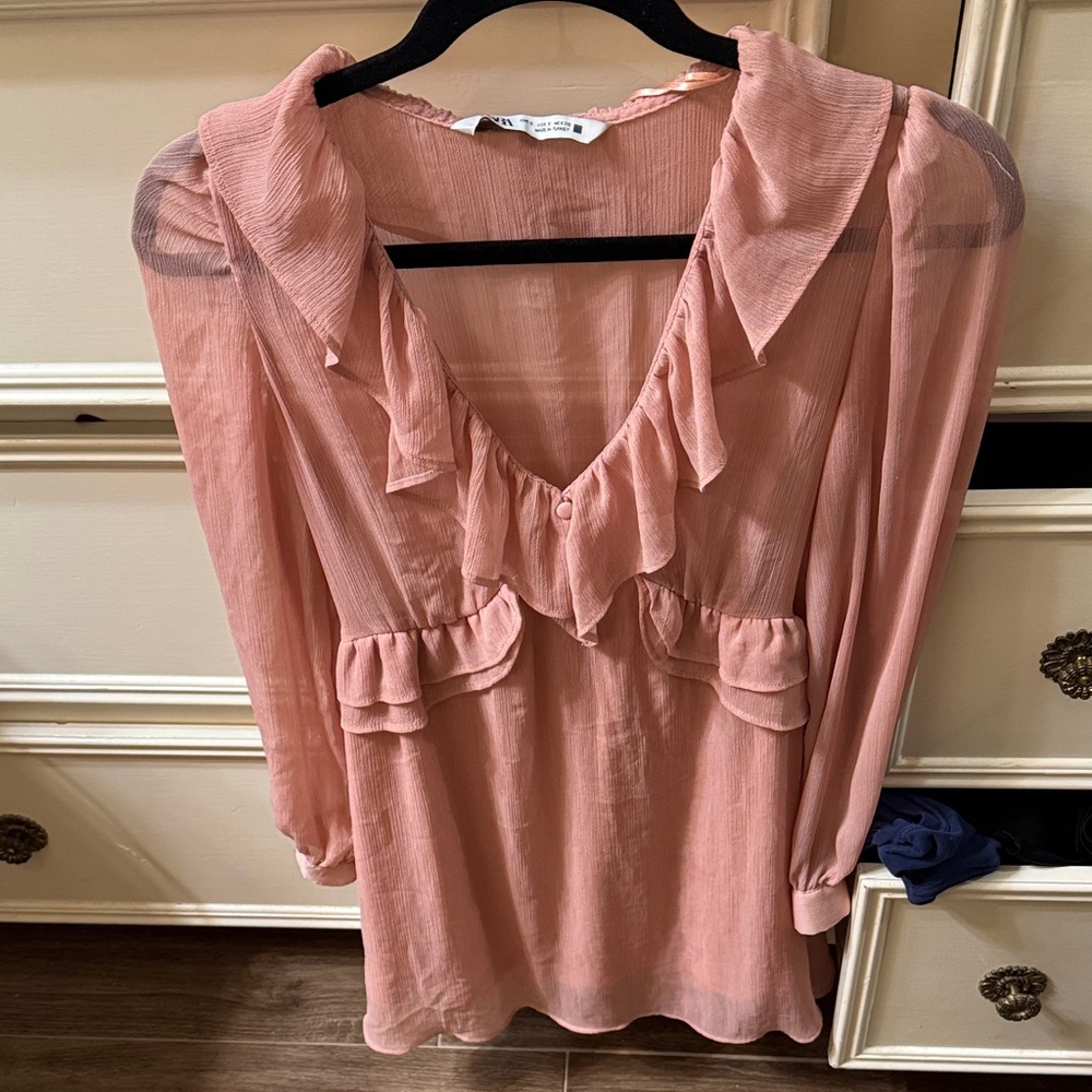 Zara Pink Ruffled Dress